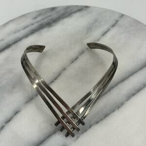 Vintage sterling silver torque weave necklace